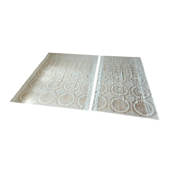 2 Elegant Beige Cottage Core Twee Lace Curtain Panels Romantic Coquette Country - Picture 1 of 8